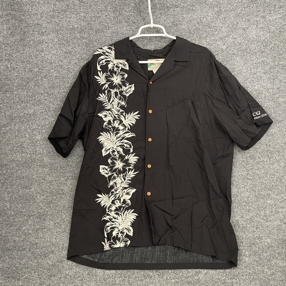 Paradise Found Hawaiian Shirt Mens Sz L WCG conference Button Up 100% Rayon